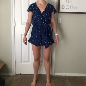 Summer romper (blue and white)